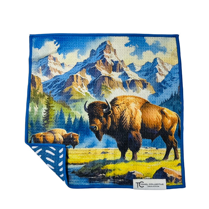 Tatonka Grand | Yellowstone Collection | Waffle Weave Microfiber Towels Kitchen & Bath Hand Towels Reversible Hand Towel | Towel Collective | Cody, WY