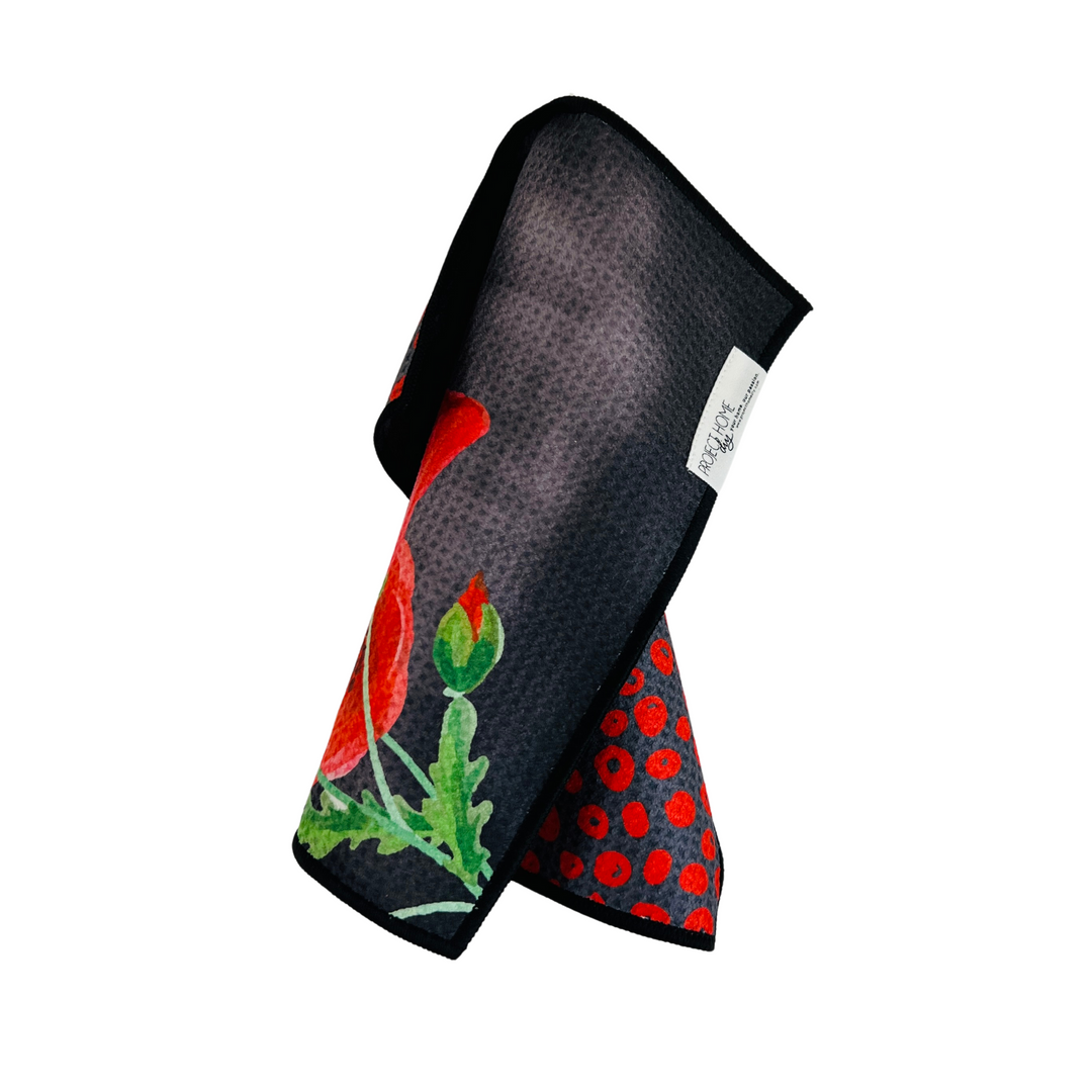 Poppy Perfection | Waffle Weave Microfiber Towels Kitchen & Bath Hand Towels Reversible Hand Towel | Towel Collective | Cody, WY