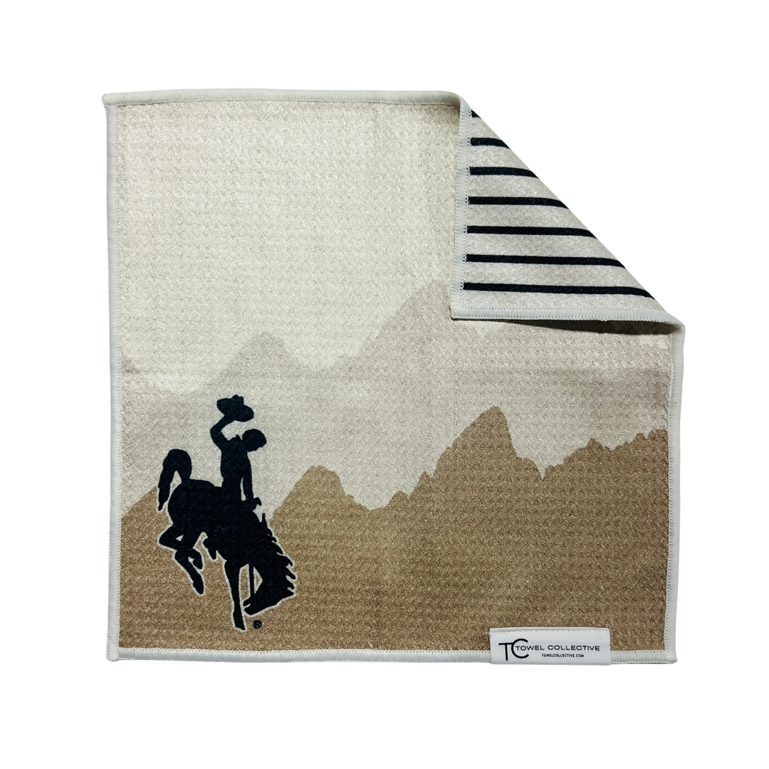 Neutral Cowboy | Waffle Weave Microfiber Towels Kitchen & Bath - Washcloth Reversible Hand Towel | Towel Collective | Cody, WY