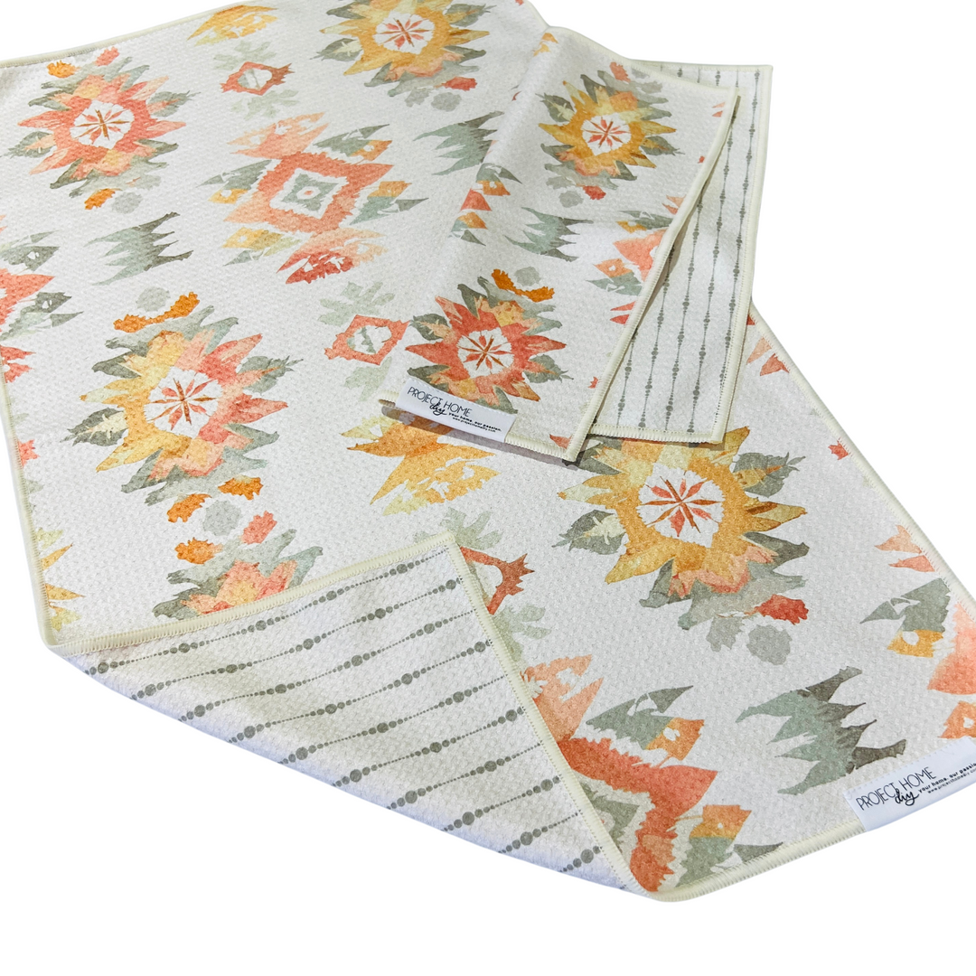 Desert Ikat | Waffle Weave Microfiber Towels Kitchen & Bath Hand Towels Reversible Hand Towel | Towel Collective | Cody, WY