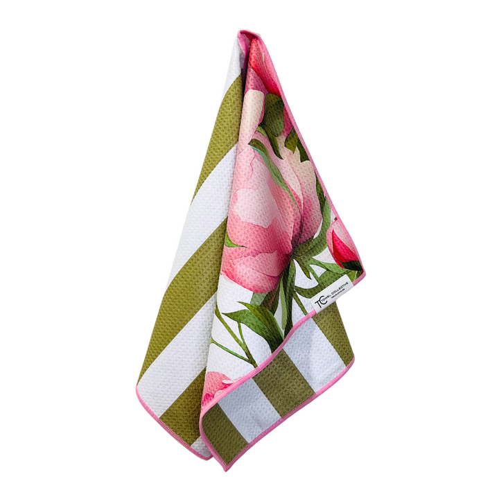 Peony Paradise | Waffle Weave Microfiber Towels Kitchen & Bath Hand Towels Reversible Hand Towel | Towel Collective | Cody, WY