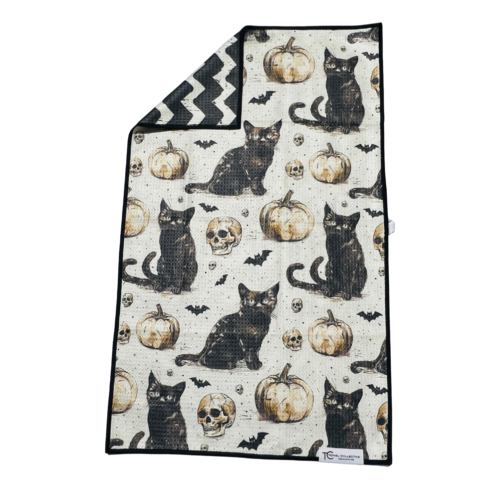 Midnight Meow | Waffle Weave Microfiber Towels Kitchen & Bath Hand Towels Reversible Hand Towel | Towel Collective | Cody, WY