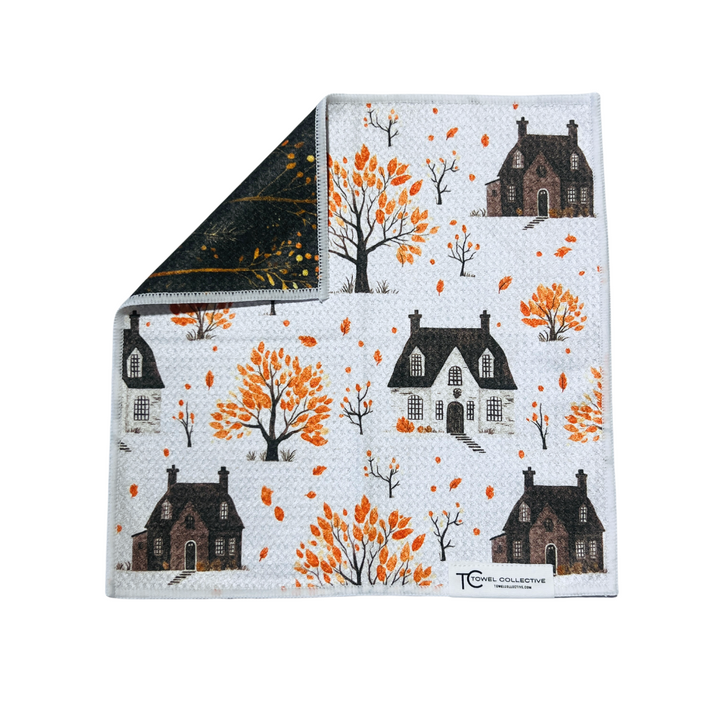 Harvest Haunted House | Waffle Weave Microfiber Towels Kitchen & Bath Hand Towels Reversible Hand Towel | Towel Collective | Cody, WY