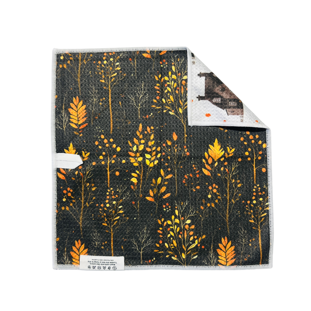 Harvest Haunted House | Waffle Weave Microfiber Towels Kitchen & Bath Hand Towels Reversible Hand Towel | Towel Collective | Cody, WY