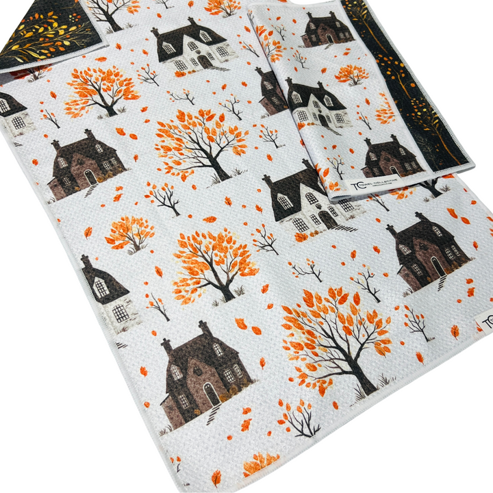 Harvest Haunted House | Waffle Weave Microfiber Towels Kitchen & Bath Hand Towels Reversible Hand Towel | Towel Collective | Cody, WY