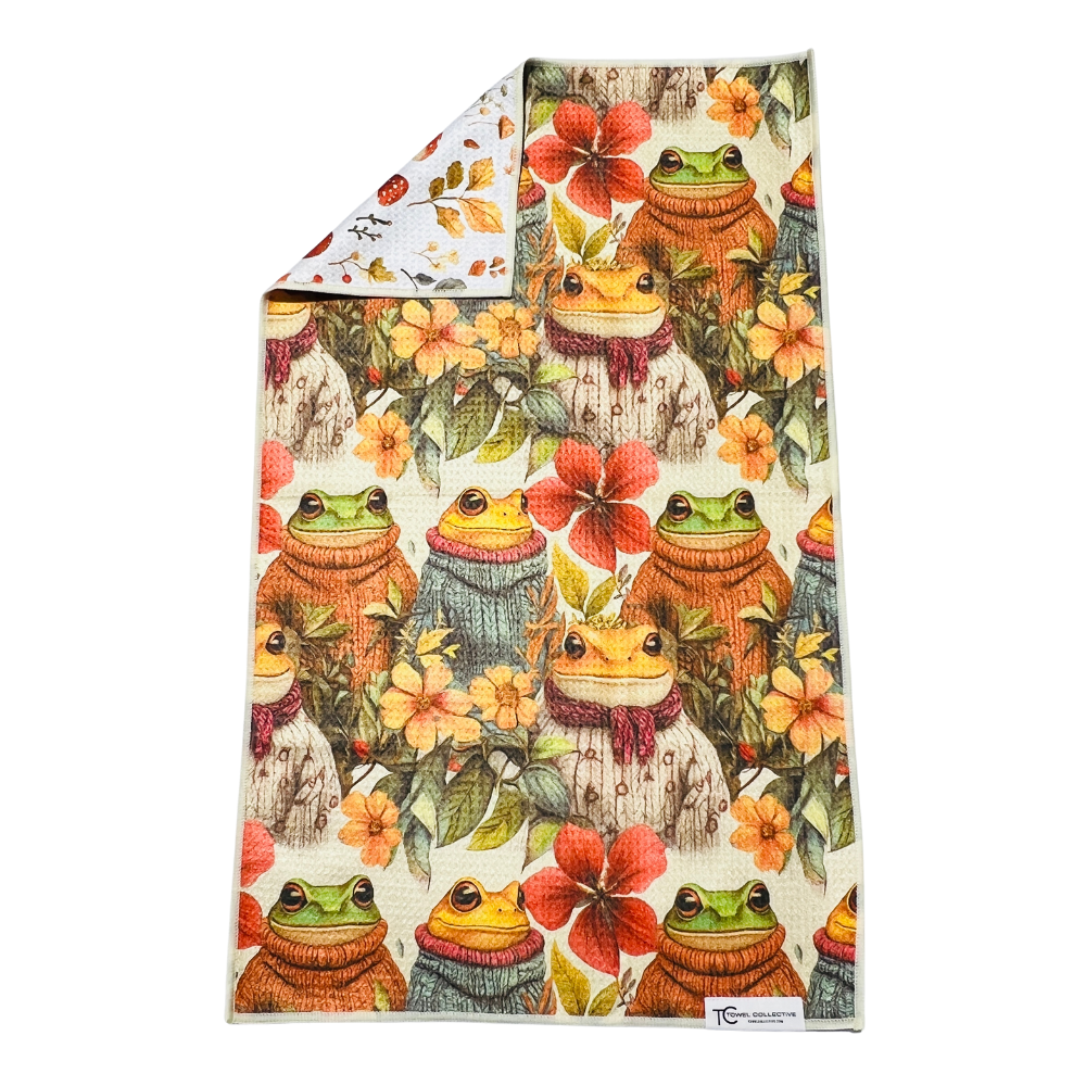 Frogs n' Sweaters | Waffle Weave Microfiber Towels Kitchen & Bath Hand Towels Reversible Hand Towel | Towel Collective | Cody, WY