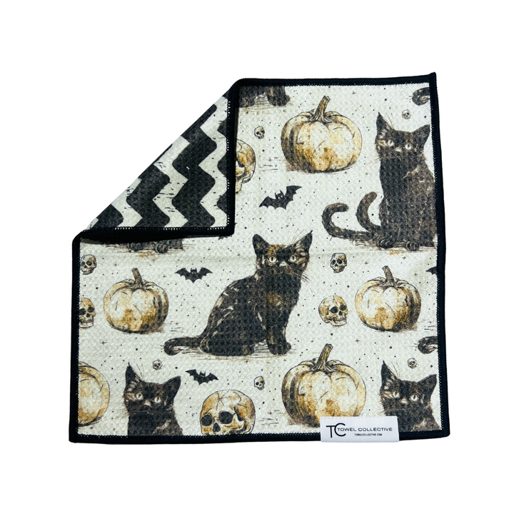 Midnight Meow | Waffle Weave Microfiber Towels Kitchen & Bath Hand Towels Reversible Hand Towel | Towel Collective | Cody, WY