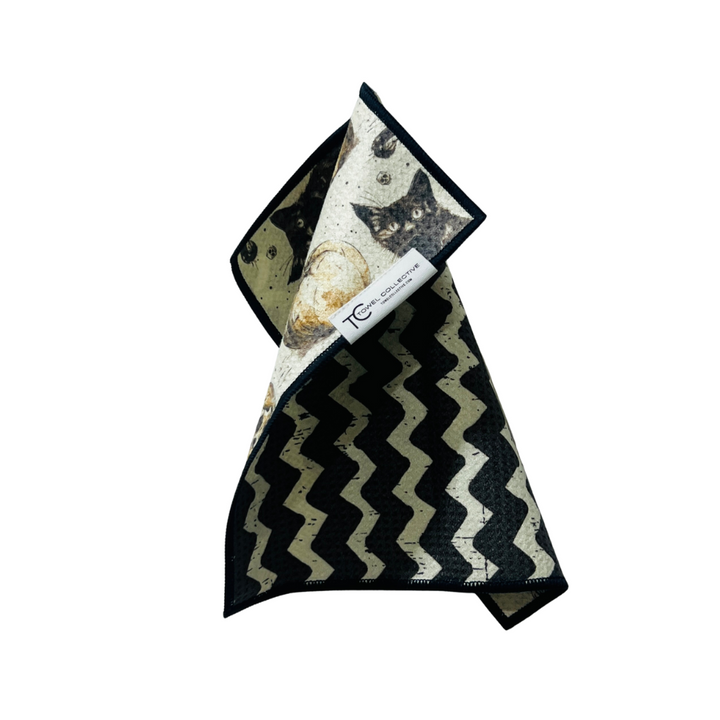 Midnight Meow | Waffle Weave Microfiber Towels Kitchen & Bath Hand Towels Reversible Hand Towel | Towel Collective | Cody, WY