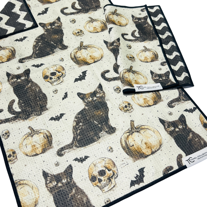Midnight Meow | Waffle Weave Microfiber Towels Kitchen & Bath Hand Towels Reversible Hand Towel | Towel Collective | Cody, WY
