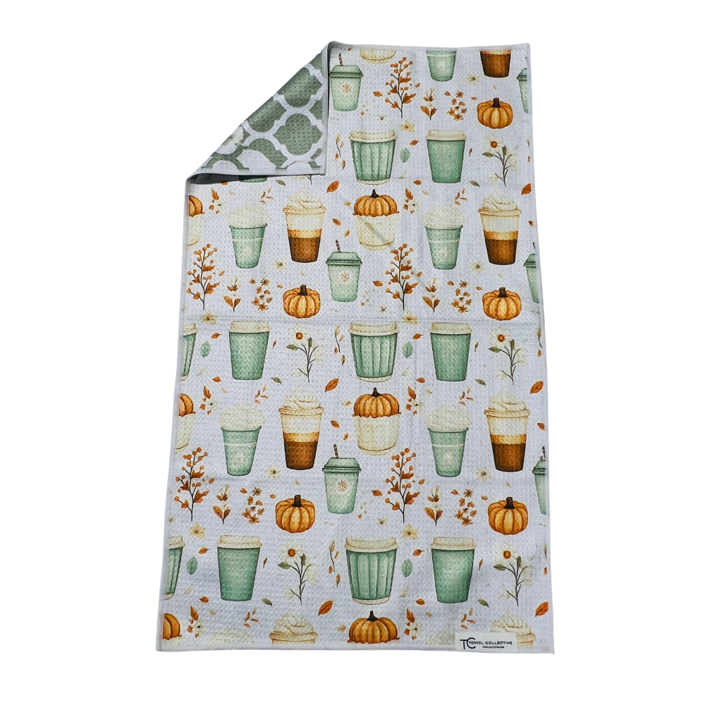 Pumpkin Spice Latte | Waffle Weave Microfiber Towels Kitchen & Bath Hand Towels Reversible Hand Towel | Towel Collective | Cody, WY