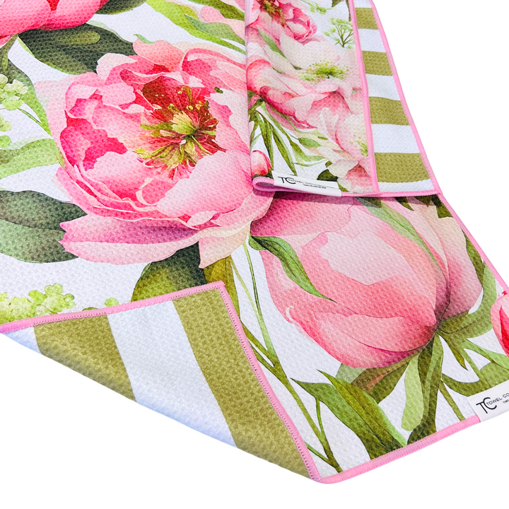 Peony Paradise | Waffle Weave Microfiber Towels Kitchen & Bath Hand Towels Reversible Hand Towel | Towel Collective | Cody, WY