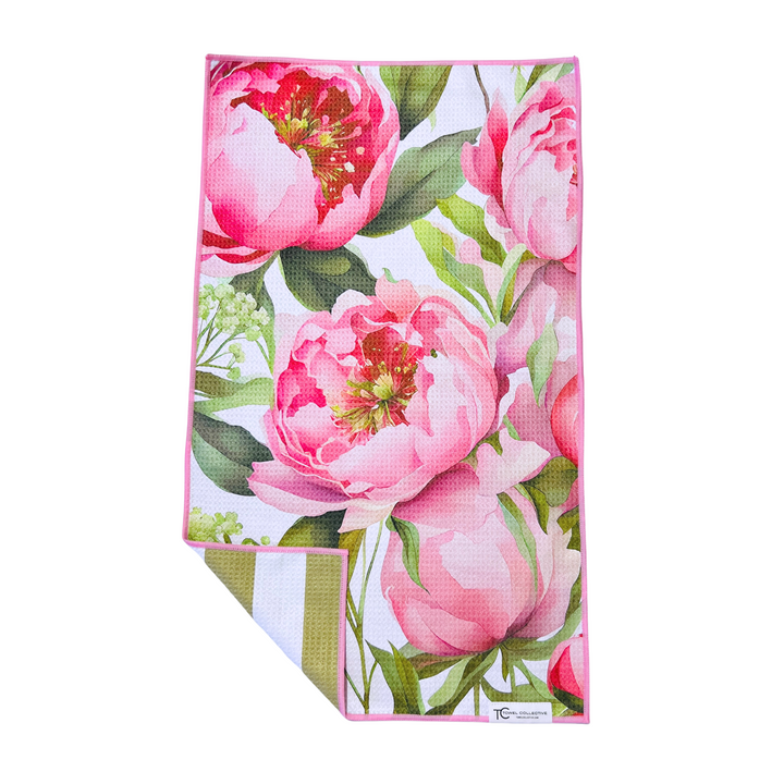 Peony Paradise | Waffle Weave Microfiber Towels Kitchen & Bath Hand Towels Reversible Hand Towel | Towel Collective | Cody, WY