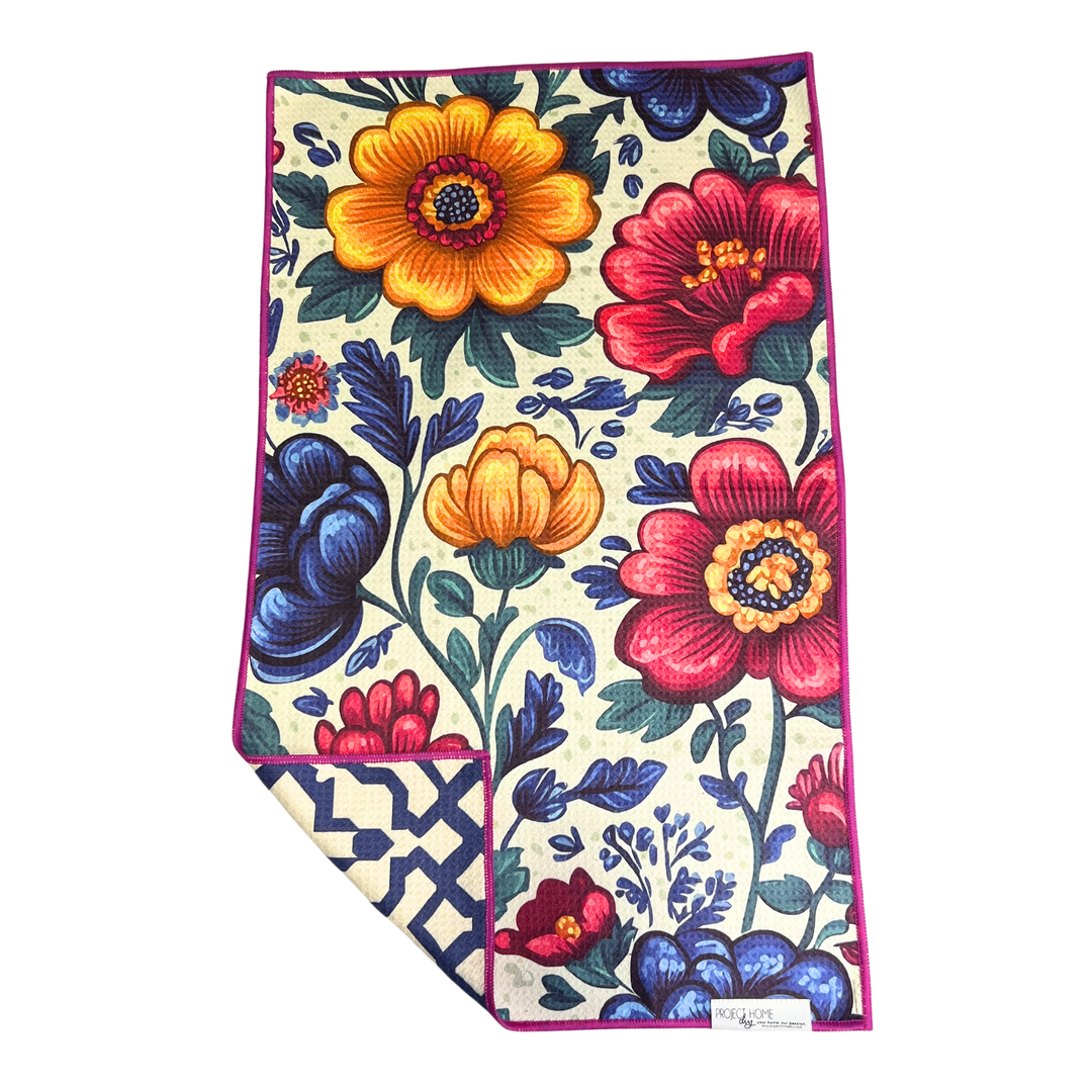 Floral Fiesta | Waffle Weave Microfiber Towels Kitchen & Bath Hand Towels Reversible Hand Towel | Towel Collective | Cody, WY