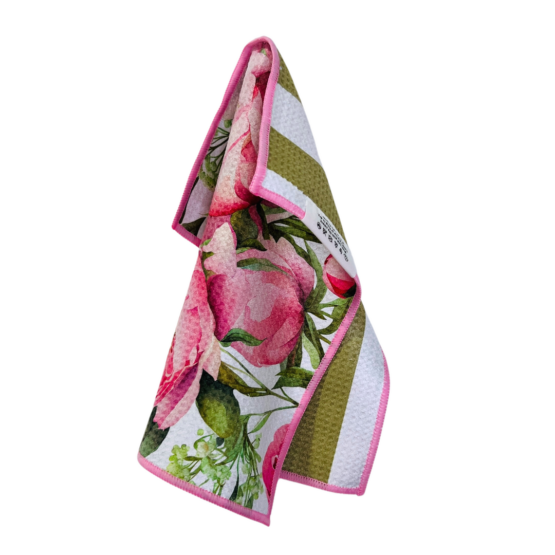 Peony Paradise | Waffle Weave Microfiber Towels Kitchen & Bath Hand Towels Reversible Hand Towel | Towel Collective | Cody, WY