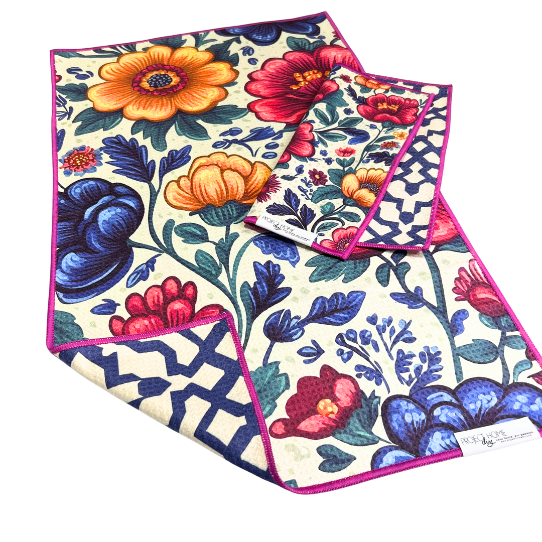 Floral Fiesta | Waffle Weave Microfiber Towels Kitchen & Bath Hand Towels Reversible Hand Towel | Towel Collective | Cody, WY