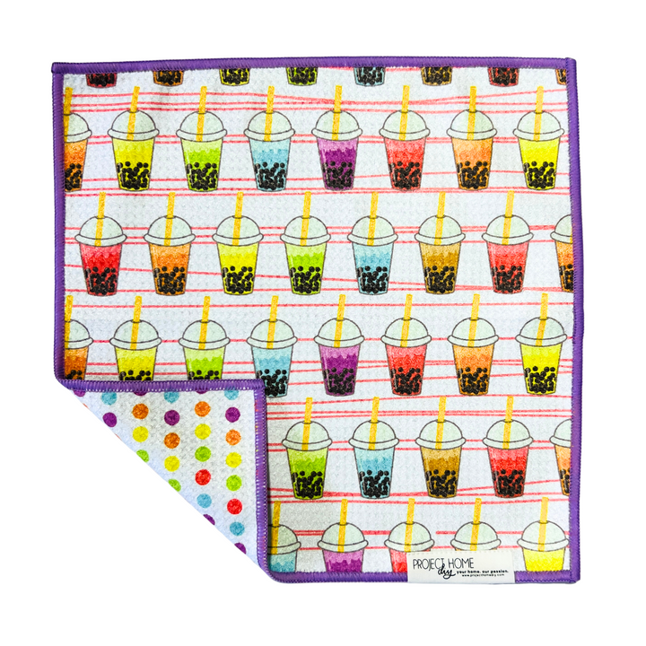 Boba Time | Waffle Weave Microfiber Towels Kitchen & Bath Hand Towels Reversible Hand Towel | Towel Collective | Cody, WY