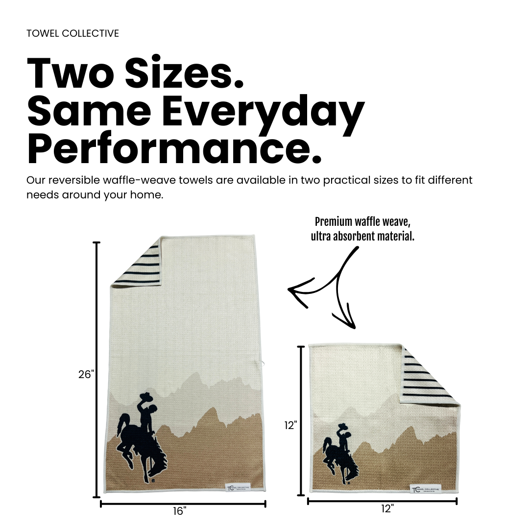 Neutral Cowboy | Waffle Weave Microfiber Towels Kitchen & Bath - Washcloth Reversible Hand Towel | Towel Collective | Cody, WY