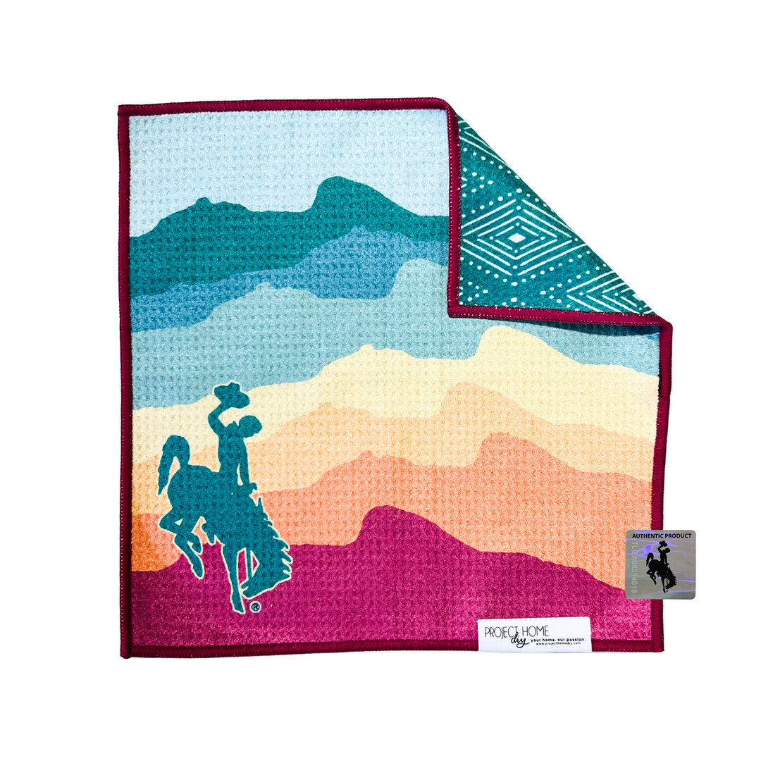 Summer Wyoming Cowboy | Waffle Weave Microfiber Towels Kitchen & Bath Hand Towels Reversible Hand Towel | Towel Collective | Cody, WY