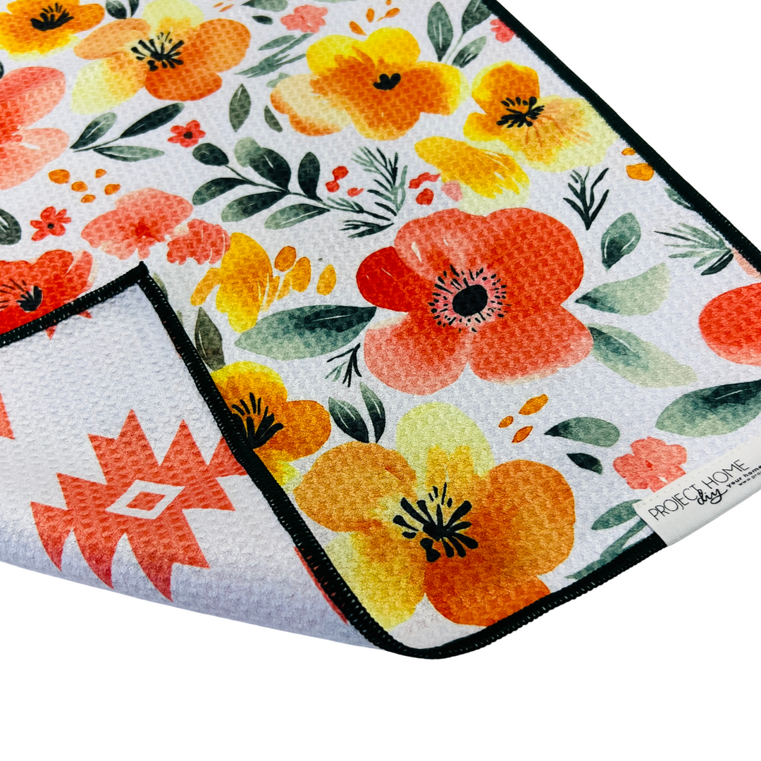 Floral Tribe | Waffle Weave Microfiber Towels Kitchen & Bath Hand Towels Reversible Hand Towel | Towel Collective | Cody, WY