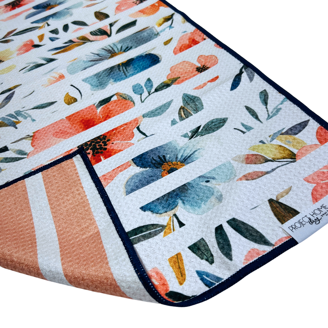 Striped Flower | Waffle Weave Microfiber Towels Kitchen & Bath Hand Towels Reversible Hand Towel | Towel Collective | Cody, WY