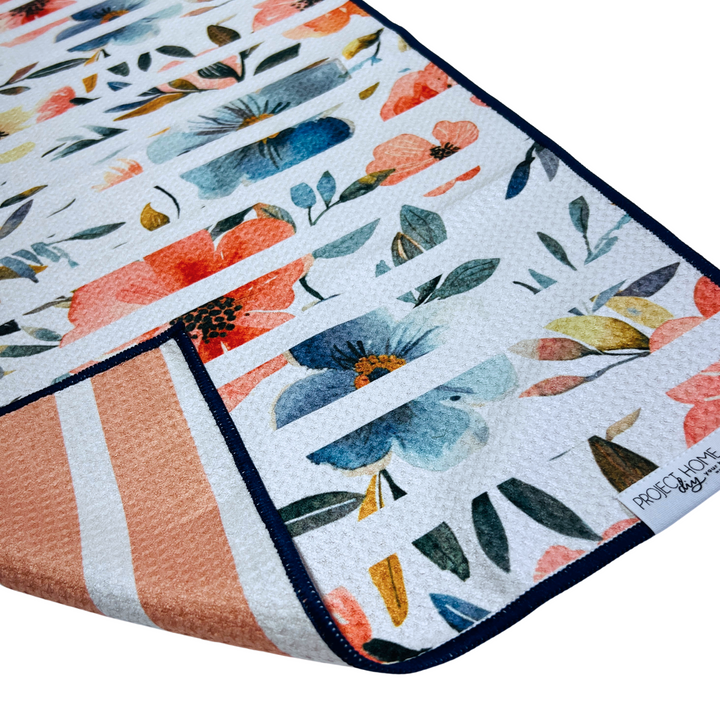 Striped Flower | Waffle Weave Microfiber Towels Kitchen & Bath Hand Towels Reversible Hand Towel | Towel Collective | Cody, WY