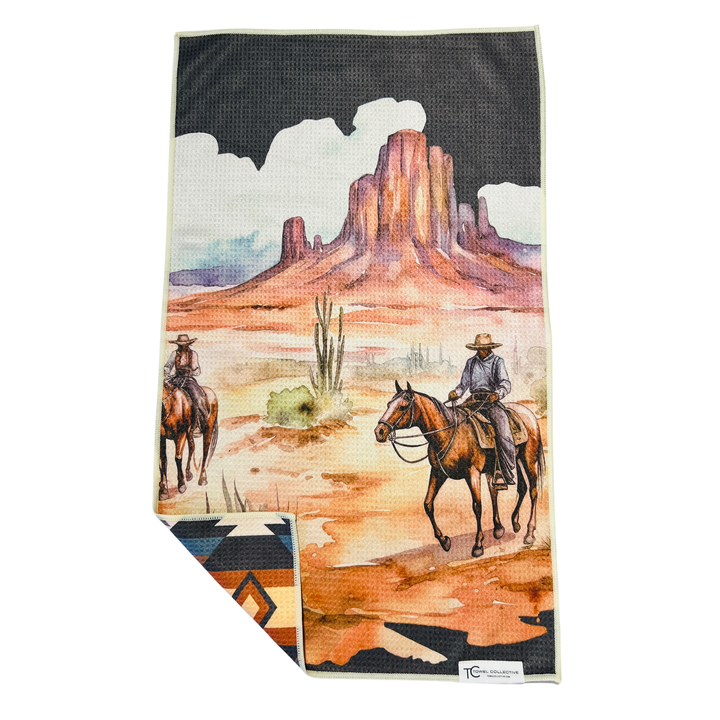 Desert Rider | Waffle Weave Microfiber Towels Kitchen & Bath Hand Towels Reversible Hand Towel | Towel Collective | Cody, WY