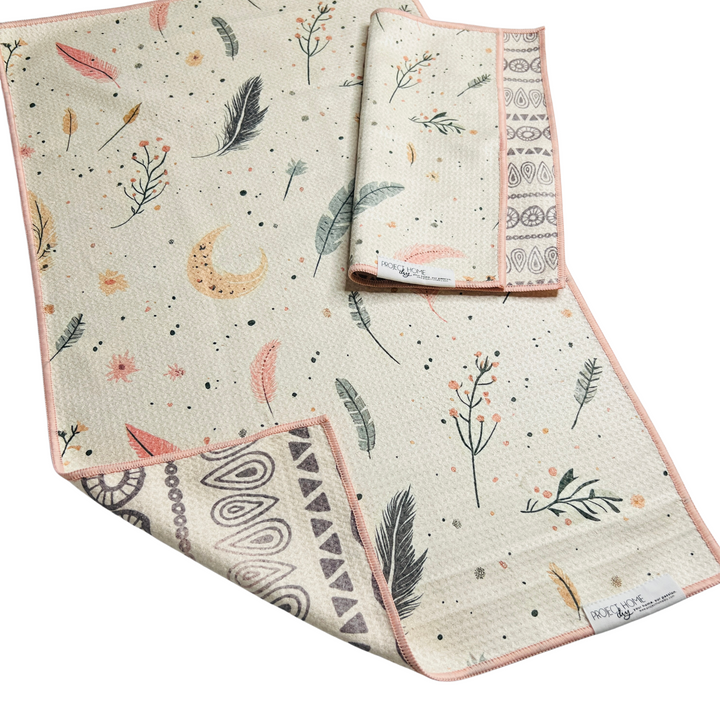 Boho Feather | Waffle Weave Microfiber Towels Kitchen & Bath Hand Towels Reversible Hand Towel | Towel Collective | Cody, WY