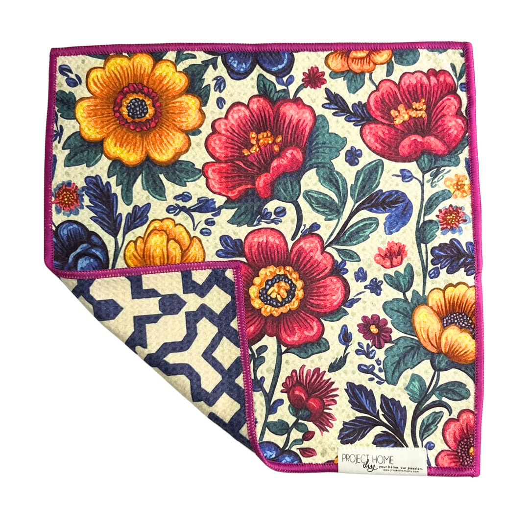 Floral Fiesta | Waffle Weave Microfiber Towels Kitchen & Bath Hand Towels Reversible Hand Towel | Towel Collective | Cody, WY