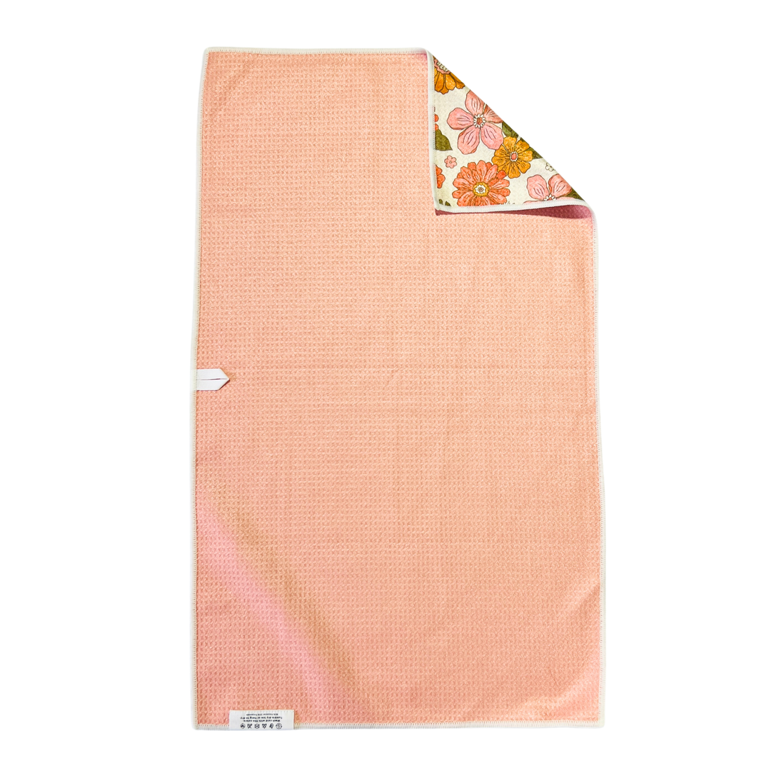 Retro Flowers | Waffle Weave Microfiber Towels Kitchen & Bath Hand Towels Reversible Hand Towel | Towel Collective | Cody, WY