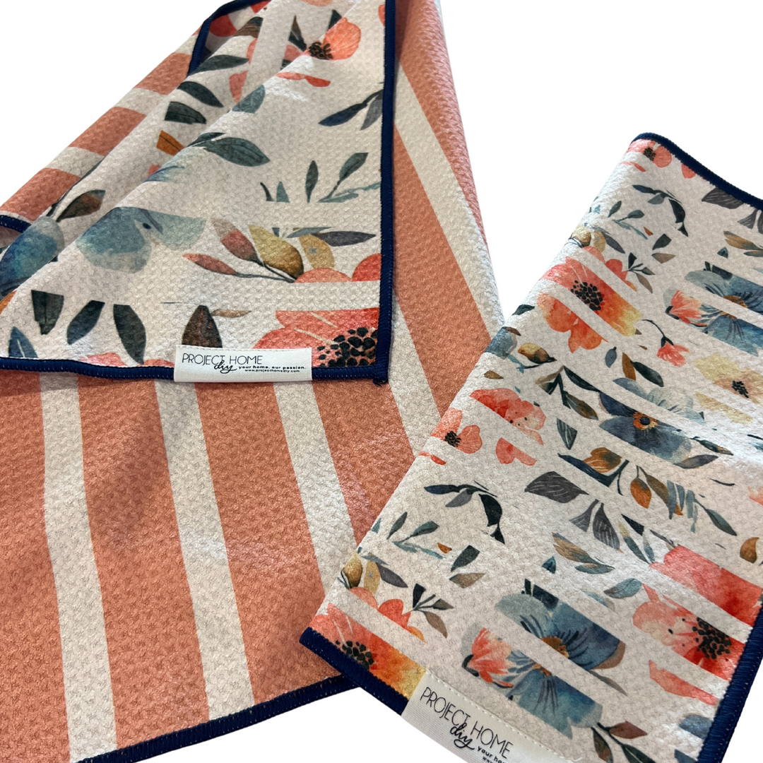 Striped Flower | Waffle Weave Microfiber Towels Kitchen & Bath Hand Towels Reversible Hand Towel | Towel Collective | Cody, WY
