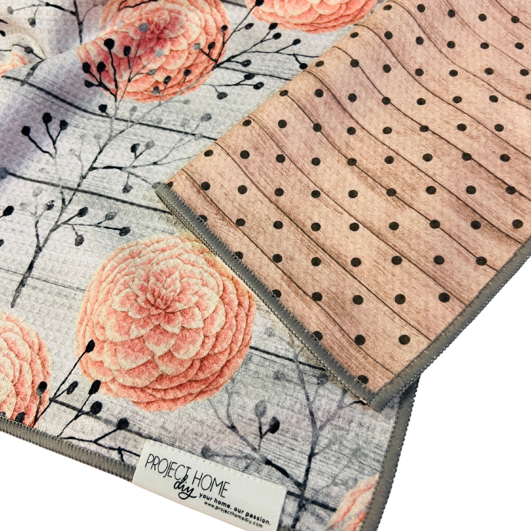 Peony Petals | Waffle Weave Microfiber Towels Kitchen & Bath Hand Towels Reversible Hand Towel | Towel Collective | Cody, WY