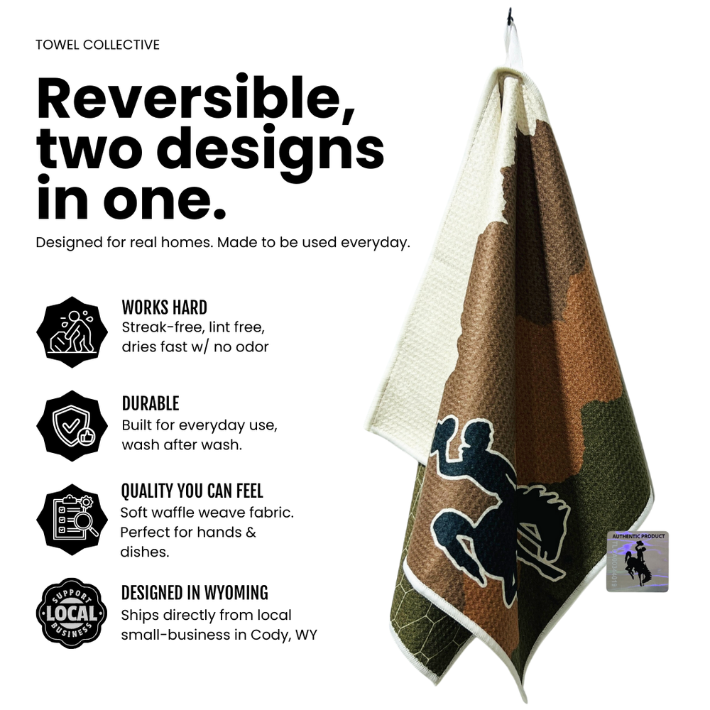 Adobe Cowboy | Waffle Weave Microfiber Towels Kitchen & Bath Reversible Hand Towel | Towel Collective | Cody, WY