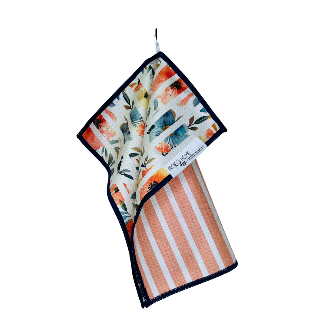 Striped Flower | Waffle Weave Microfiber Towels Kitchen & Bath Hand Towels Reversible Hand Towel | Towel Collective | Cody, WY