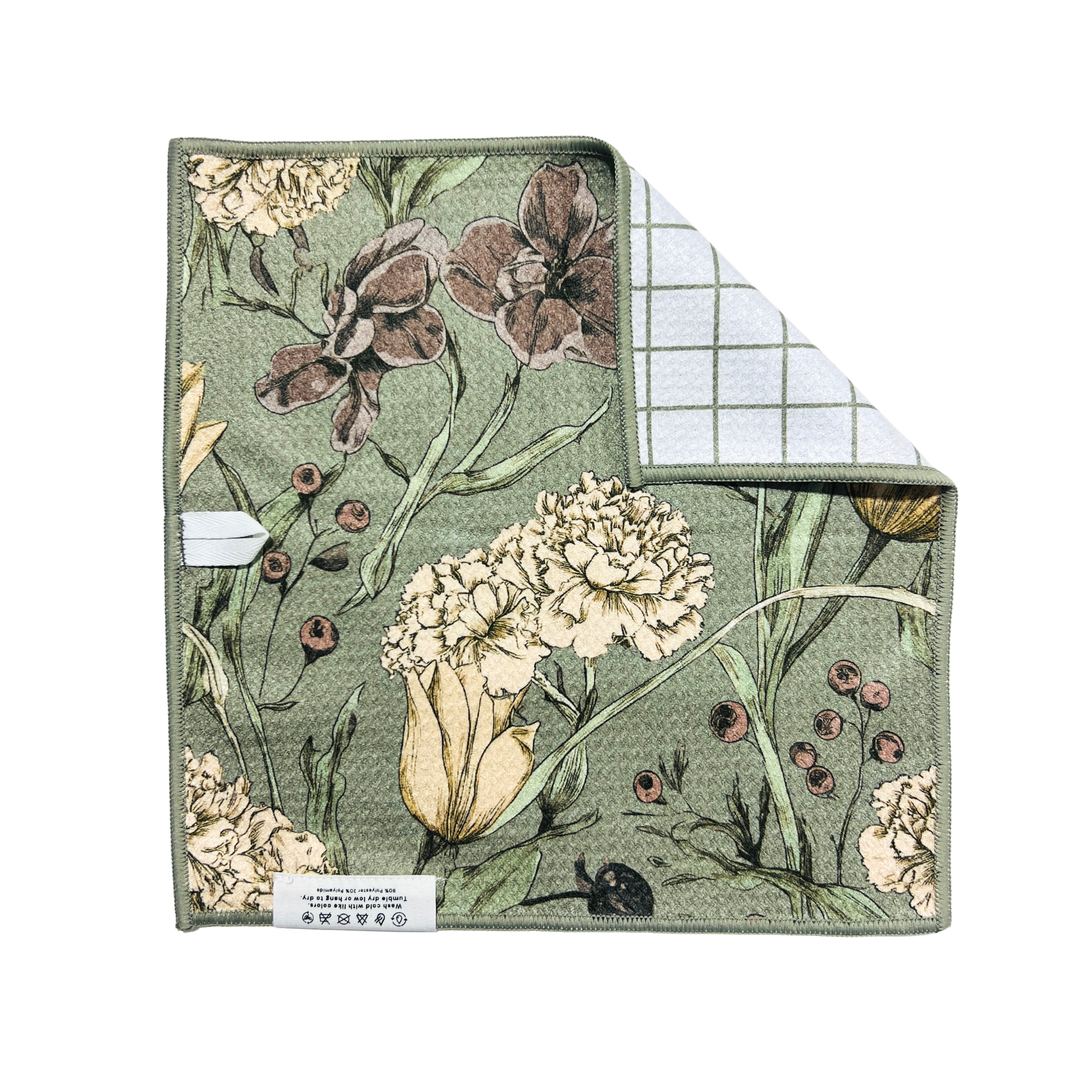 Apothecary Floral | Waffle Weave Microfiber Towels Kitchen & Bath Reversible Hand Towel | Towel Collective | Cody, WY