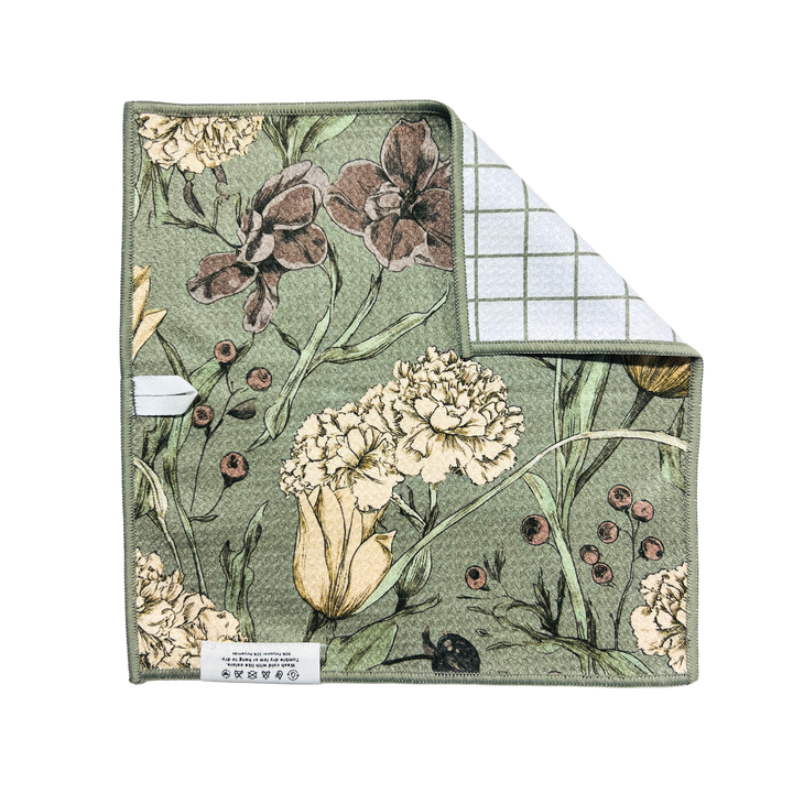 Apothecary Floral | Waffle Weave Microfiber Towels Kitchen & Bath Reversible Hand Towel | Towel Collective | Cody, WY