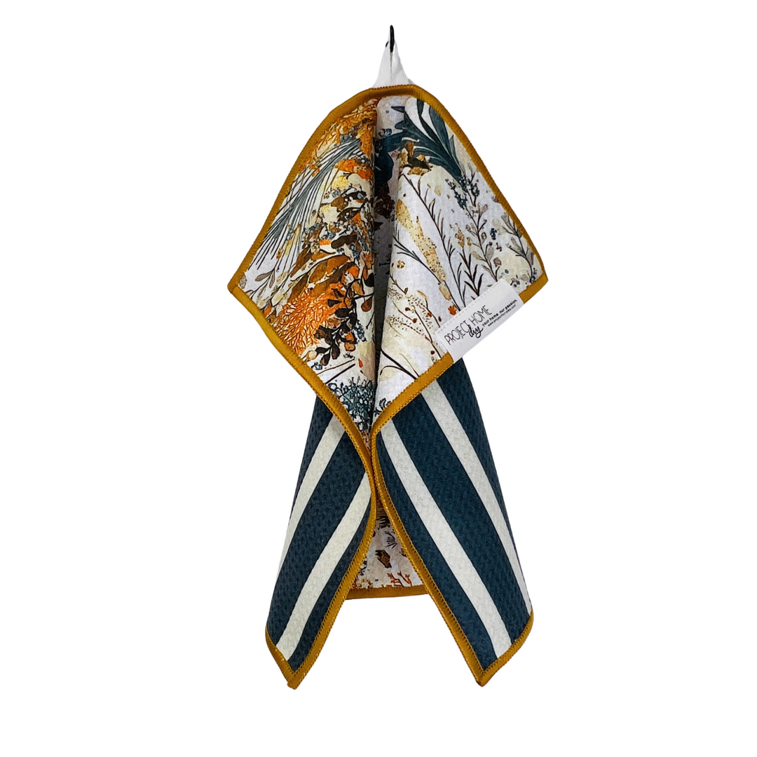 Seaweed Stripe | Waffle Weave Microfiber Towels Kitchen & Bath Hand Towels Reversible Hand Towel | Towel Collective | Cody, WY