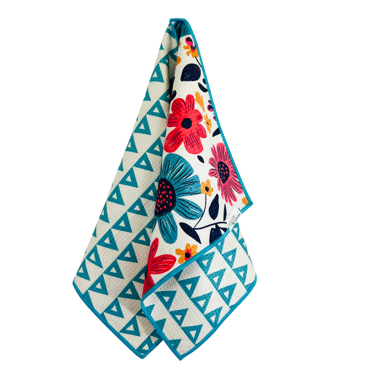 Aqua Bloom | Reversible Towel Hand Towels Reversible Hand Towel | Towel Collective | Cody, WY