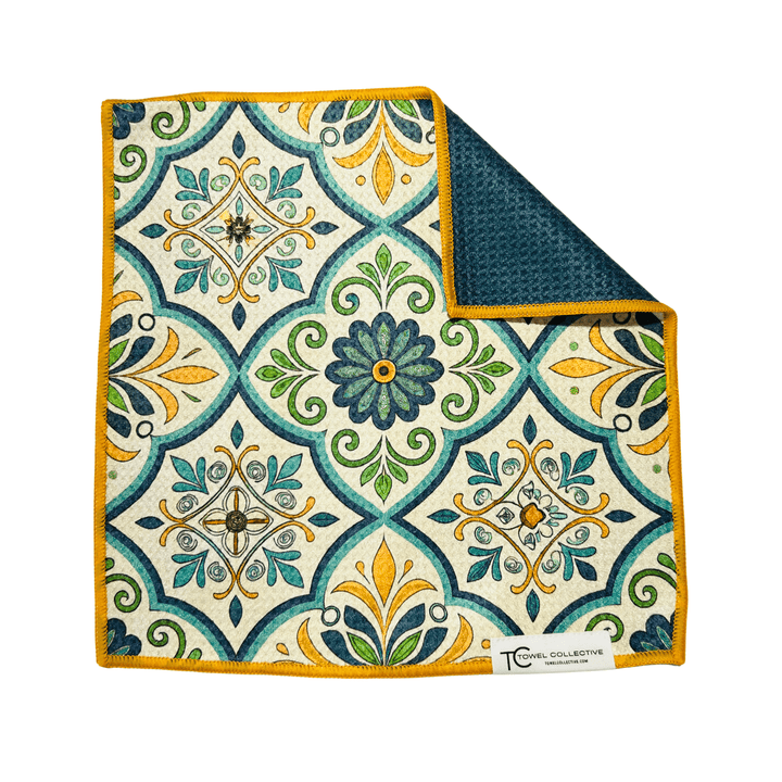 Turquoise Tile | Waffle Weave Microfiber Towels Kitchen & Bath Hand Towels Reversible Hand Towel | Towel Collective | Cody, WY