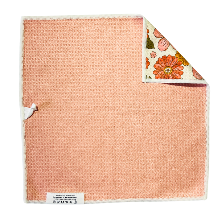 Retro Flowers | Waffle Weave Microfiber Towels Kitchen & Bath Hand Towels Reversible Hand Towel | Towel Collective | Cody, WY