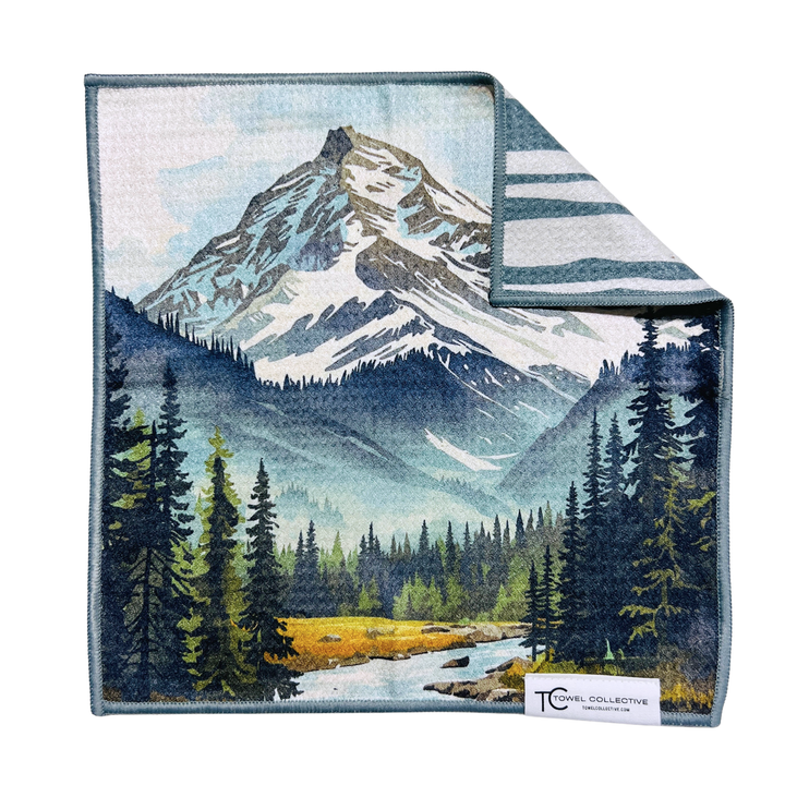 Lone Peak | Waffle Weave Microfiber Towels Kitchen & Bath - Washcloth Reversible Hand Towel | Towel Collective | Cody, WY