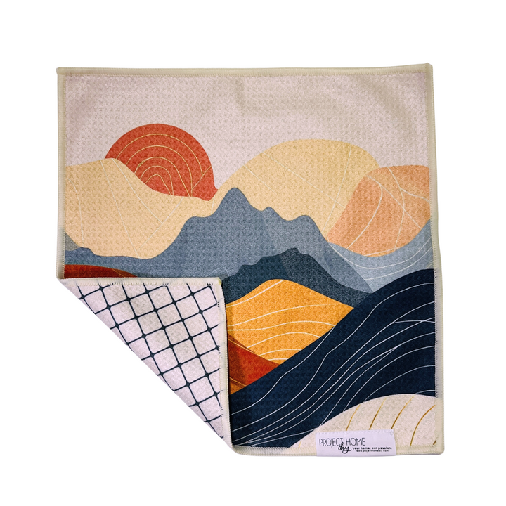 Mountain Sunset | Waffle Weave Microfiber Towels Kitchen & Bath Hand Towels Reversible Hand Towel | Towel Collective | Cody, WY