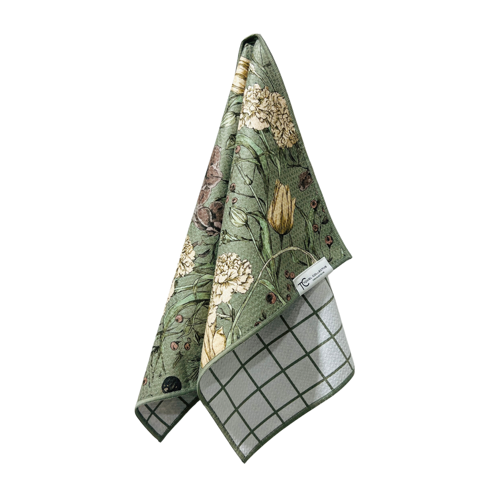 Apothecary Floral | Waffle Weave Microfiber Towels Kitchen & Bath Reversible Hand Towel | Towel Collective | Cody, WY