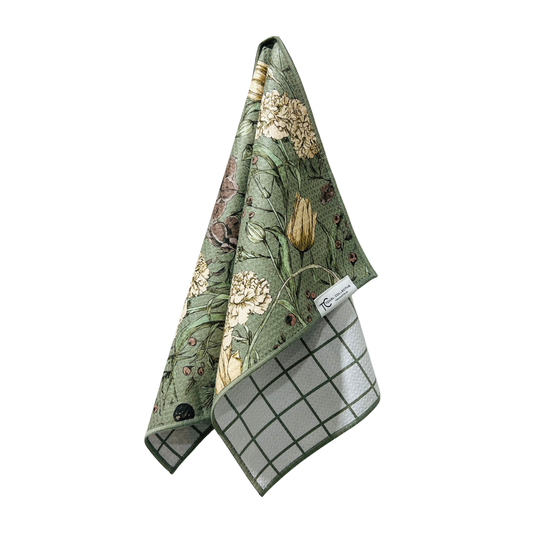 Apothecary Floral | Waffle Weave Microfiber Towels Kitchen & Bath Reversible Hand Towel | Towel Collective | Cody, WY