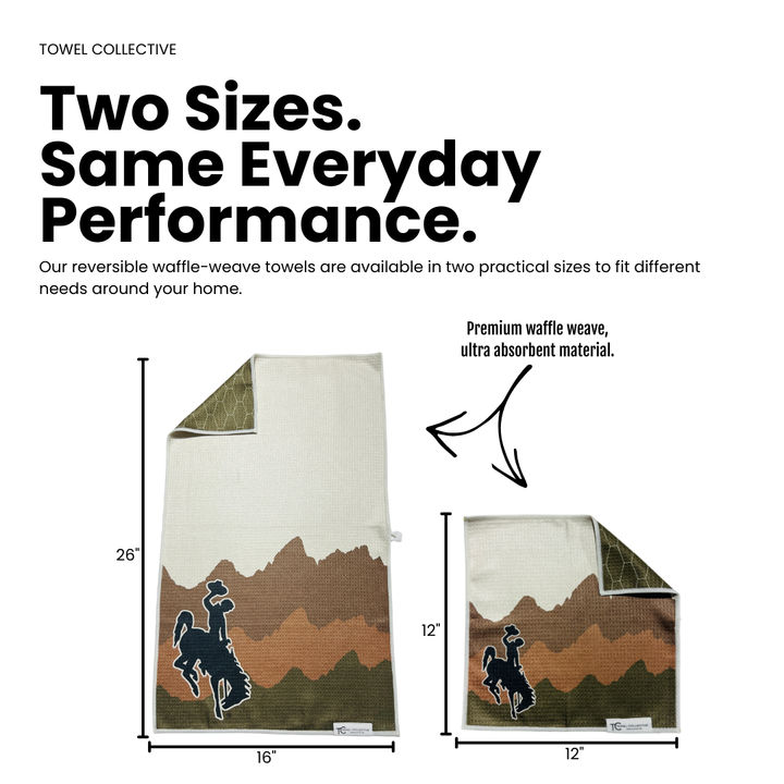 Adobe Cowboy | Waffle Weave Microfiber Towels Kitchen & Bath Reversible Hand Towel | Towel Collective | Cody, WY