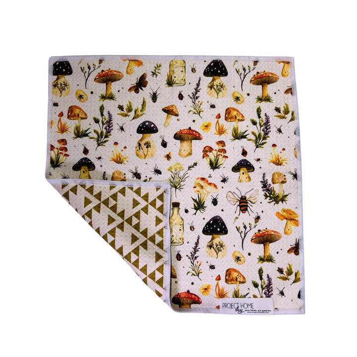 Shroomville | Waffle Weave Microfiber Towels Kitchen & Bath Hand Towels Reversible Hand Towel | Towel Collective | Cody, WY