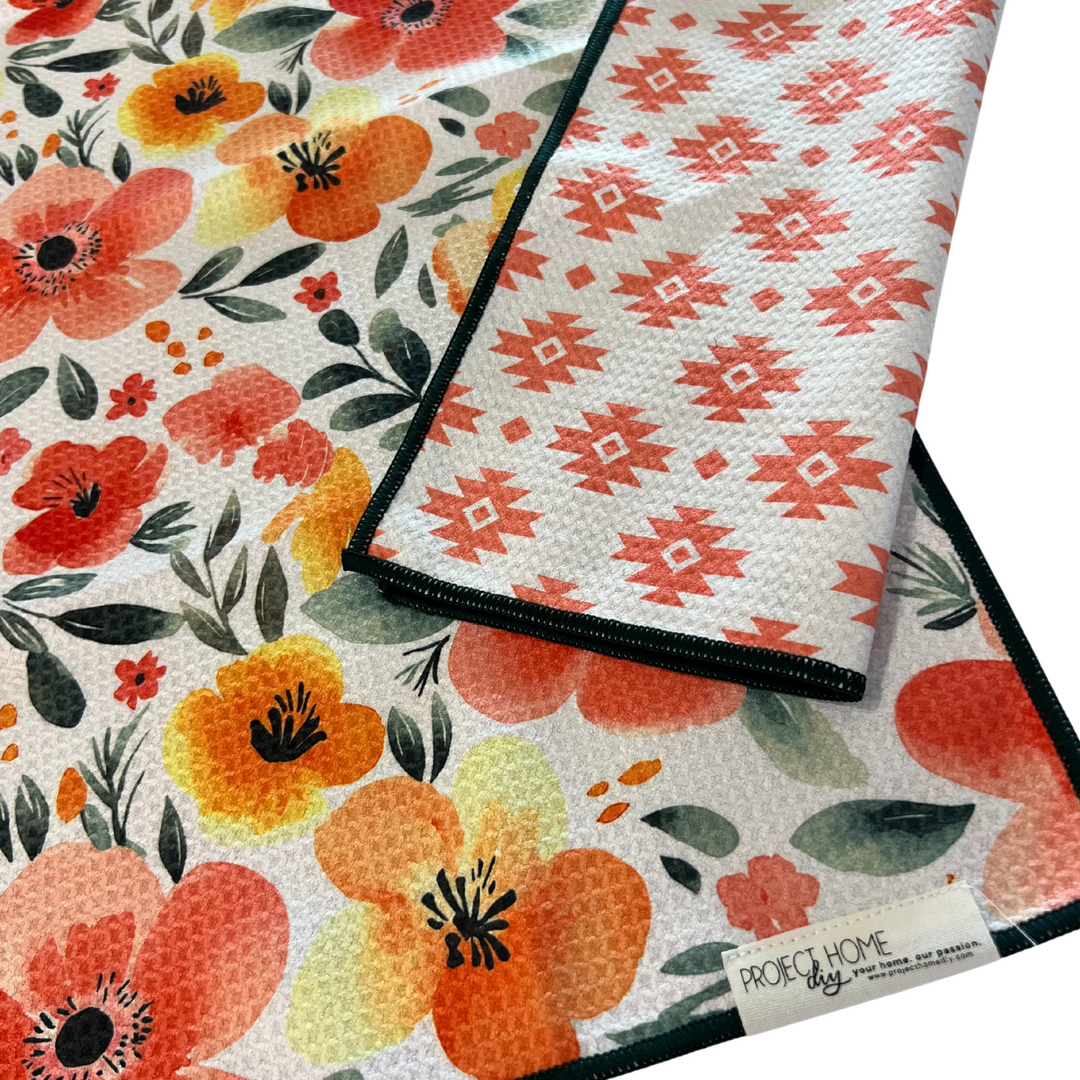 Floral Tribe | Waffle Weave Microfiber Towels Kitchen & Bath Hand Towels Reversible Hand Towel | Towel Collective | Cody, WY