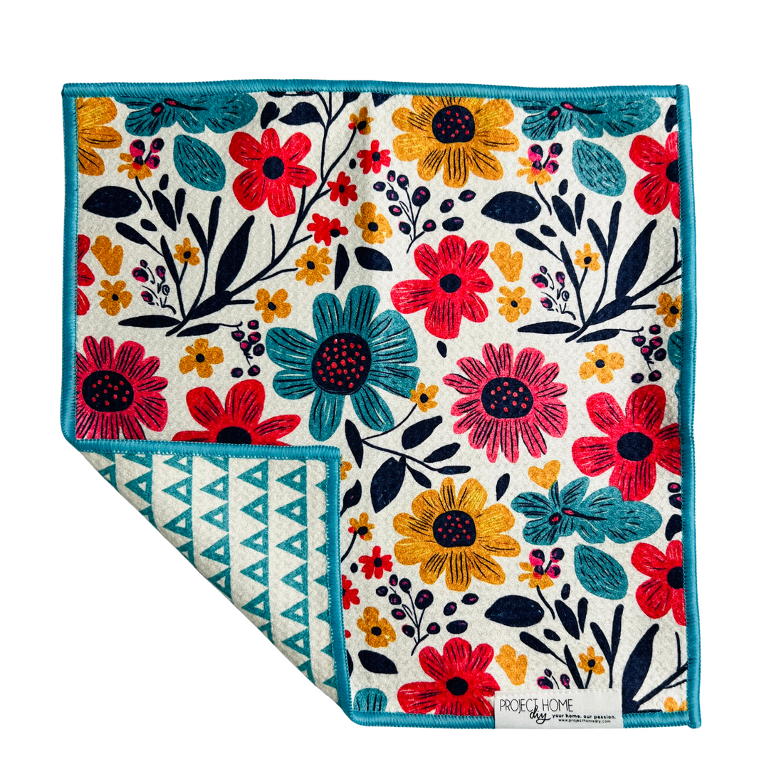 Aqua Bloom | Reversible Towel Hand Towels Reversible Hand Towel | Towel Collective | Cody, WY