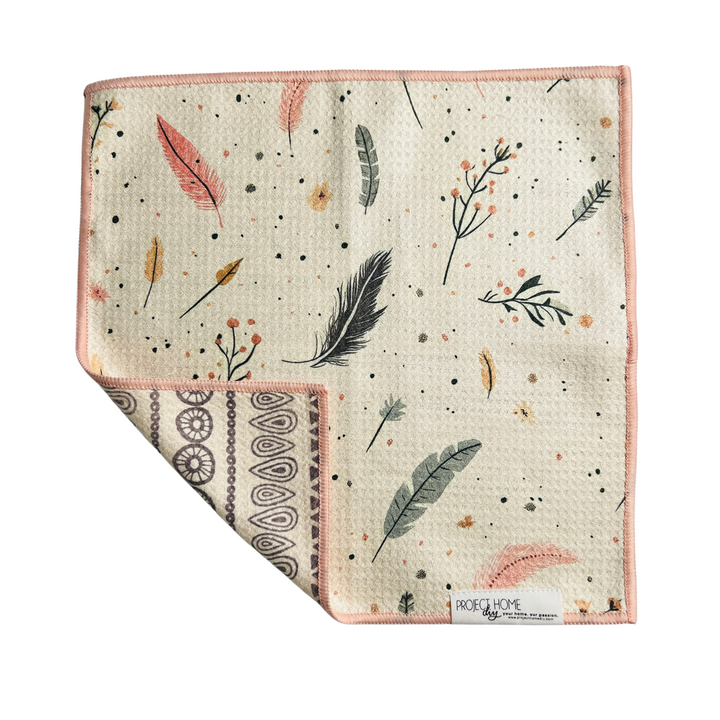 Boho Feather | Waffle Weave Microfiber Towels Kitchen & Bath Hand Towels Reversible Hand Towel | Towel Collective | Cody, WY