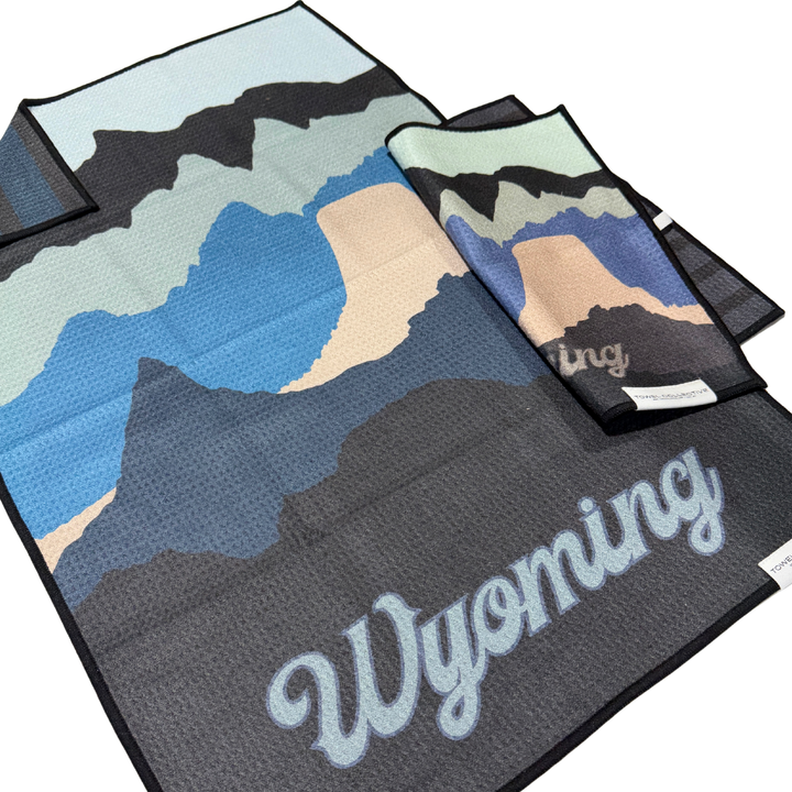Cowboy State Skyline | Waffle Weave Microfiber Towels Kitchen & Bath