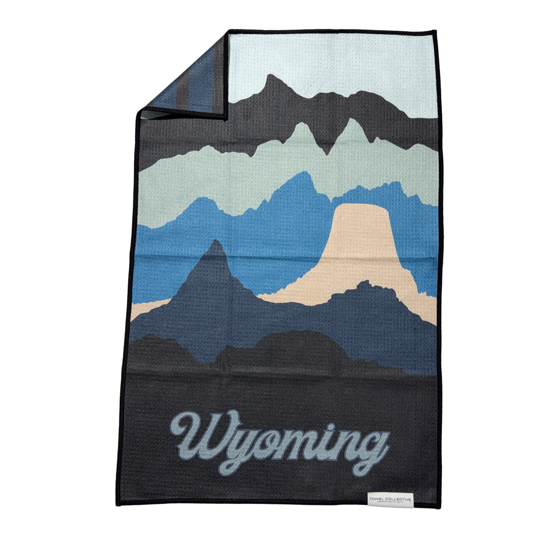 Cowboy State Skyline | Waffle Weave Microfiber Towels Kitchen & Bath